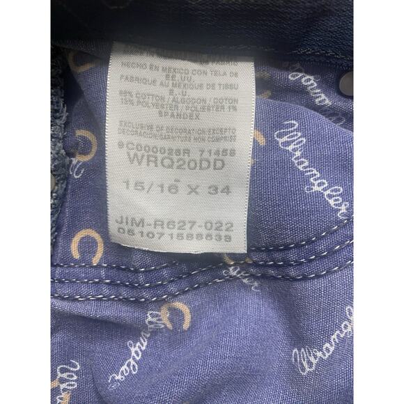 Wrangler Q-Baby Womens Jeans Size 15/16x34 Blue Denim Mid Rise Stretch Bootcut - Picture 6 of 7